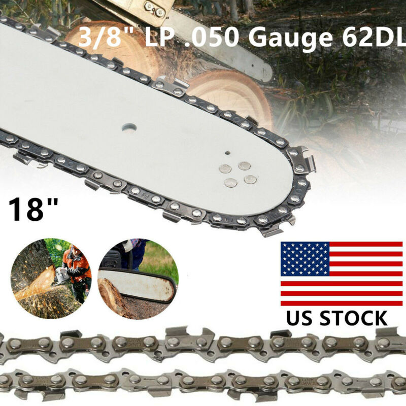 Fit 18" Chainsaw Saw Guide Bar Chain Blade 3/8" Lp .050 Gauge 62dl(no Guide Bar)