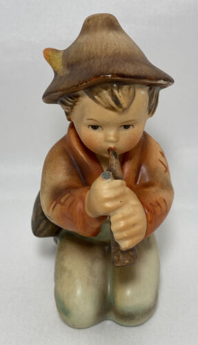 1951 W Goebel Hummel Little Tooter Kneeling Boy Playing Flute W Germany Damage