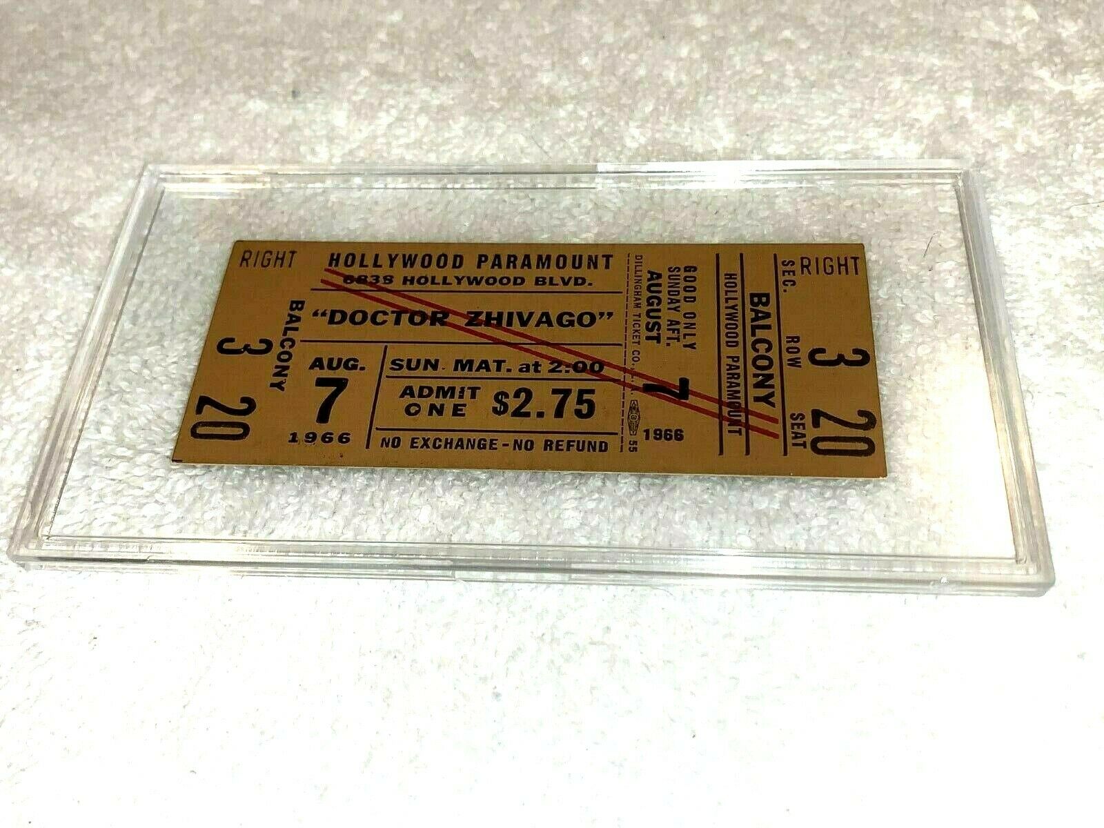 Doctor Dr. Zhivago 1966 Unused Theatre Show Ticket Hollywood Blvd California Usa