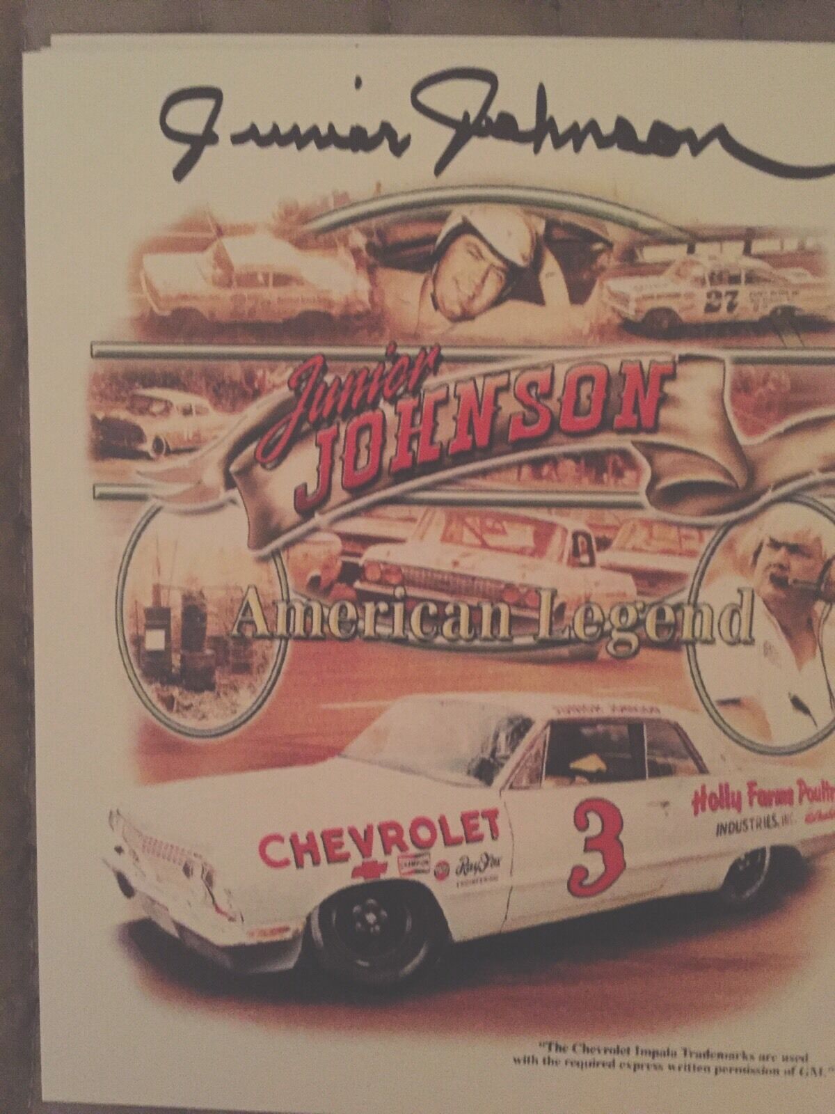 Junior Johnson Signed Autographed 5x6 Hero Card, Postcard, Photo, Nascar Hof