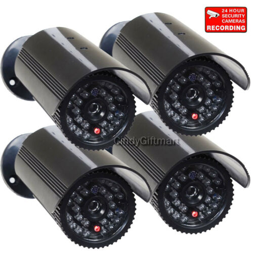 4x Dummy Security Camera With Flashing Light Fake Ir Infrared Leds Home Cctv W69