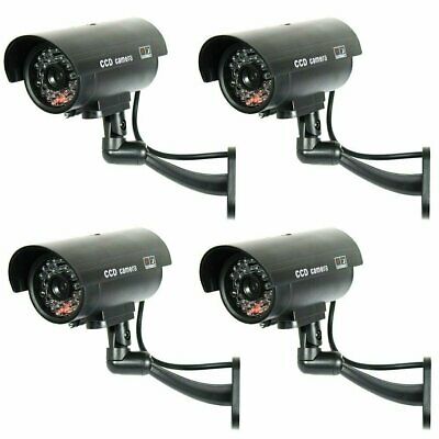 4 Pack Ir Bullet Fake Dummy Surveillance Security Camera With Record Light-black