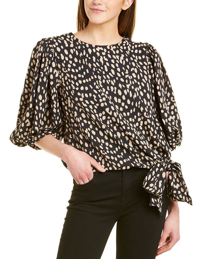 Vince Camuto Puff Sleeve Animal Top Women's  Xs