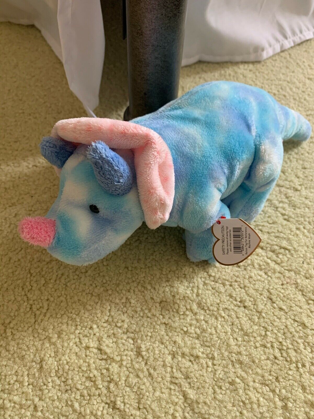Ty Pluffies Tromps Blue Pink Dinosaur Stuffed Animal