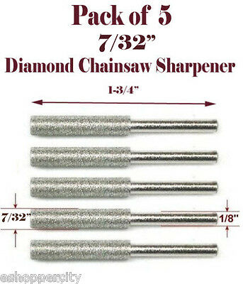 5 Pc 7/32" Diamond Chainsaw Sharpener Burr Stone File 1453 Power Rotary Tool